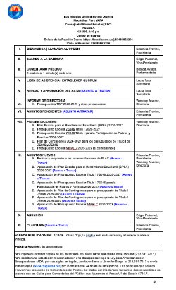 SSC Meeting Agenda Spanish
